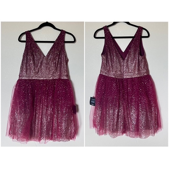 NWT Lulus Ballerina Dream Skater Tutu Dress Glitter Burgundy Gold XL - Picture 4 of 17